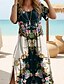abordables Robes à motifs-Robe longue maxi femme robe décontractée robe T-shirt robe tee robe d&#039;été bohémienne date taille régulière géométrique manches courtes col rond noir rouge bleu bleu poussiéreux été