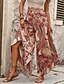 preiswerte weites Bein und hohe Taille-Damen Breites Bein Hosen Hose Leicht Brautkleider schlicht In voller Länge Mittlere Hüfthöhe Blumen Graphic Print Atmungsaktivität Komfortabel Unelastisch Heim Casual Braun Sommer Frühling Regular Fit