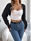 billige Åpen front cardigan-Dame Kofte Kabelstrikket genser Gatemote Daglig Stilfull Ren farge Tykk Heklet Åpen Forside Uthult Strikket Raglan Ermer Lanterne Erme Langermet Crop Tops Strikke Hjem Fest Daglig Svart Hvit Vår Høst