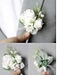 billige Damearmbånd-elegant hvit rose håndledd corsage og boutonniere sett - kunstig blomstertilbehør for bryllup, brudepiker og formelle arrangementer