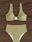 tanie Zestawy bikini-Damskie Stroje kąpielowe Bikini 2 szt Majtki Kostium kąpielowy Odkryte plecy Szczupła Urlop Stroje plażowe Jednokolorowe W serek Bez rękawów Kostiumy kąpielowe