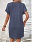 voordelige Casual zwarte jurk-Dames Mini-jurk Zwarte jurk Gebreide jurk Casual jurk Basic Casual Vakantie Dagelijks Normale pasvorm Effen Korte mouw V-hals Grijs-Groen Zwart Blozend Roze Wijn Zomer Lente