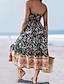 abordables Faldas gráficas-Mujer Falda larga Elegante Maxi Alta cintura Faldas Floral Geométrico Frunce Estampado fluido Rígido Noche Casual Diario Negro Rojo Azul Piscina Azul cielo Verano Poliéster