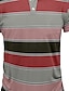baratos Polo de rúgbi masculino-Homens Listrado Pólo Rúgbi Manga Curta Camisas polo Camisas de colarinho Casual Escola Ao ar livre Esportes Roupa Diária Impressão 3D Verão Primavera Outono Amarelo Vermelho Azul