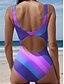 cheap One-piece swimsuits-Women&#039;s Swimsuits One Piece Monokini Swimsuit Backless Tummy Control High Waist Slim Vacation Beach Wear Geometic U Neck Sleeveless Bathing Suits