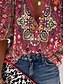 economico Tops Boho-Per donna Camicia Blusa Pop art Elegante Giornaliero Moda Manica a 3/4 Collo alto Top regolari Giornaliero Per eventi Per uscire Bottoni Rosso Verde Arcobaleno Grigio Estate Primavera Autunno
