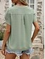 abordables Hauts Unis pour Femmes-Femme Chemisier Couleur unie mode Décontractées Manche Courte Col V Hauts réguliers Travail du quotidien Vacances Rose Claire Bleu Vert Beige Eté Printemps