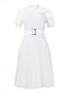 billige Simpel kjole-Dame Maxi Kjole A-linje Kjole Ensfarvet Fit And Flare Kjole Elegant Formelt Formelt Bryllup Gæst Cocktail Party Regulær Pasform Grafisk Kort Ærme Rund Hals Blush Pink Sort Hvid Pink Sommer