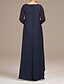 billige Med jakke-To Delt Mor til Bruden Kjole Elegant Vintage Simpel Crew Hals Gulvlængde Chiffon Lang Ærmejakke Kjoler med Solid Farve