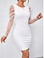 tanie mini czarna sukienka-Damskie Sukienka mini Czarna sukienka Bodycon Elegancja Elegancki Seksowny Bufka Urlop Impreza Codzienny Regularny Jednokolorowe Długi rękaw Półgolf Czarny Biały Niebieski Lato Wiosna Jesień