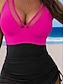 baratos Fatos de Banho 1 Peça-Maiô Feminino de Uma Peça Emagrecido Com Franzido Sexy Recorte com Saia Monokini Malha Controle de Abdômen Cintura Alta Slim Férias Praia Cor Sólida Floral Decote V Sem Mangas