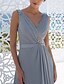 baratos Vestidos para Madrinhas-Vestido A-Line para Madrinhas Decote em V Mangas Longas Elegante Vestido com Cauda Elegante Chiffon com Pregas  Babados