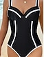 billiga One-piece-baddräkter-Dam Badkläder En bit Monokini Baddräkt Öppen rygg Magkontroll Hög midja Semester Standkläder Ensfärgat V-hals Ärmlös Baddräkter