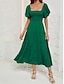 cheap Plain Dress-Women&#039;s Mini Dress A Line Dress Milkmaid Dress Off The Shoulder Dress Puff Sleeve Dress Vacation Vacation Daily Regular Fit Plain Short Sleeve Off Shoulder Black Light Green Pink Blue Summer