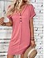voordelige Casual zwarte jurk-Dames Mini-jurk Zwarte jurk Gebreide jurk Casual jurk Basic Casual Vakantie Dagelijks Normale pasvorm Effen Korte mouw V-hals Grijs-Groen Zwart Blozend Roze Wijn Zomer Lente