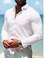 preiswerte Freizeitanzüge-Herren Freizeit Sommer Hemd Heimkehr Standard Passform Langarm Revers Unifarbe Polyester Schwarz Weiß Pink 2025