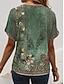 tanie T-shirt boho-Św. Patryk Damskie Podkoszulek Ombre Kwiaty Graficzny Elegancja Zabytkowe Codzienny Krótki rękaw W serek Zwykłe topy Codzienny Weekend Ubrania wakacyjne Nadruk Szałwiowy Lato