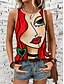 tanie Tank topy i topy na ramiączkach damskie-Koszulka na ramiączkach dla kobiet kamizelka modny streetwear w paski nadruk bez rękawów regularne topy dekolt okrągły casual zielona letnia