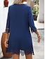 abordables mini robe noire-Femmes Mini Robe Robe noire Robe Décontractée Robe de Cocktail Robe de Cérémonie Basique Occasionnel Quotidien Vacances Coupe régulière Uni Manche 3/4 Col en V Bleu Noir Rouge Été