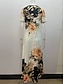 billige Blomsterkjole-Dame Midikjole T skjortekjole Skiftkjole Sommerkjole Fit And Flare Dress Fritid Feriereise Daglig Normal Blomstret Grafisk Kortermet V-hals Gul Rosa Blå Grønn Sommer