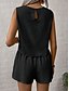 cheap Sets-Women's Linen-feel Set Linen-Inspired Sets Two Piece Sets Baggy Shorts Sleeveless Crew Neck Plain Fashion Daily Casual Daily Black Royal Blue Orange Summer Regular Fit