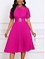 billige Simpel kjole-Dame Maxi Kjole A-linje Kjole Ensfarvet Fit And Flare Kjole Elegant Formelt Formelt Bryllup Gæst Cocktail Party Regulær Pasform Grafisk Kort Ærme Rund Hals Blush Pink Sort Hvid Pink Sommer