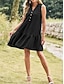 preiswerte Kleider für die Arbeit-Damen Minikleid Casual kleid Tank-Top Kleid Basic Brautkleider schlicht Urlaub Täglich Regular Fit Glatt Ärmellos Gekerbter Hals Schwarz Rosa Marineblau Grün Sommer