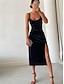levne Jednoduché šaty-Ženské Midi Šaty Slip Šaty Bodycon Šaty Formální Formální Párty Normální Fit Grafika Bez Rukávů Popruh Černá Vínová Modrá Léto Jaro