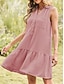 preiswerte Kleider für die Arbeit-Damen Minikleid Casual kleid Tank-Top Kleid Basic Brautkleider schlicht Urlaub Täglich Regular Fit Glatt Ärmellos Gekerbter Hals Schwarz Rosa Marineblau Grün Sommer