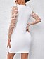 tanie mini czarna sukienka-Damskie Sukienka mini Czarna sukienka Bodycon Elegancja Elegancki Seksowny Bufka Urlop Impreza Codzienny Regularny Jednokolorowe Długi rękaw Półgolf Czarny Biały Niebieski Lato Wiosna Jesień