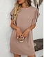 preiswerte T Shirt-Kleider-Damen Minikleid Casual kleid Minikleid A Linie Kleid Basic Geburtstag Urlaub Arbeit Casual Lockere Passform Streifen Gingan Kurzarm Rundhalsausschnitt Rosa Himmelblau Grün Khaki Sommer Frühling