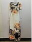 billige Blomsterkjole-Dame Midikjole T skjortekjole Skiftkjole Sommerkjole Fit And Flare Dress Fritid Feriereise Daglig Normal Blomstret Grafisk Kortermet V-hals Gul Rosa Blå Grønn Sommer