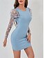 tanie mini czarna sukienka-Damskie Sukienka mini Czarna sukienka Bodycon Elegancja Elegancki Seksowny Bufka Urlop Impreza Codzienny Regularny Jednokolorowe Długi rękaw Półgolf Czarny Biały Niebieski Lato Wiosna Jesień