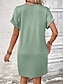 voordelige Casual zwarte jurk-Dames Mini-jurk Zwarte jurk Gebreide jurk Casual jurk Basic Casual Vakantie Dagelijks Normale pasvorm Effen Korte mouw V-hals Grijs-Groen Zwart Blozend Roze Wijn Zomer Lente
