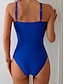 billiga One-piece-baddräkter-Dam Badkläder En bit Monokini Baddräkt Öppen rygg Magkontroll Hög midja Semester Standkläder Ensfärgat V-hals Ärmlös Baddräkter