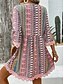 tanie Sukienki boho-Damskie Sukienka mini Codzienne sukienki Sukienka Boho Elegancki Codzienny Urlop Codzienny Regularny Graficzny Geometryczny Rękaw 3/4 W serek Rumiany róż Czerwony Niebieski Lato