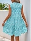ieftine Rochii Boho-Pentru femei Rochie Mini Rochie casual Rochie Boho Boemia Epocă Έθνικ Vacanță Zilnic Fit regulat Geometric Fără manșon Guler Pe Gât Albastru piscină Vară