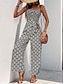billiga print jumpsuit-Dam Vanligt Jumpsuits Aktiv Ensfärgat Ärmlös Axelbandslös Ficka Hög midja Semester Dagligen Normal Svart Sommar