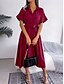 preiswerte Einfaches Kleid-Damen Midi Kleid Wickelkleid A-Linie Kleid Geburtstag Freizeit Urlaub Party Geburtstag reguläre Passform Grafik Kurzarm Hemdkragen Wein Armee Grün Hellblau Sommer
