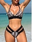 billiga Bikiniset i 3 delar-Dam Badkläder Bikini Tre delar Kaxig Baddräkt Öppen rygg Smal Semester Standkläder Löv Halterneck Ärmlös Baddräkter