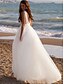 preiswerte Hochzeitskleider-Hochzeitskleider Ballkleid V-Ausschnitt schulterfrei reguläre Träger Kapellenschleppe Tüll Brautkleider mit Falten Raffung