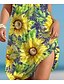 abordables Vestidos florales-Mujer Mini vestido Vestido de Tanque Casual Vacaciones Holgado Hoja Sin Mangas Cuello Barco Blanco Amarillo Azul Piscina Morado Verano