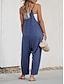 cheap Jumpsuits-Women's Normal Overall Active Solid Color Sleeveless V Neck Pocket Vacation Daily Regular Fit Royal Blue Summer