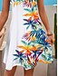 voordelige Hawaiiaanse jurken-Vrouwen Mini Jurk Casual Jurk Petite Jurk Zomerjurk Casual Vakantie Dagelijks Feest Regular Fit Blad Mouwloos V Hals Blauw Zomer