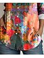 voordelige Dames Boho Tops-Dames Shirt Knopen Tuniek Shirt Kraag Lange Mouw Bloem Casual Reguliere Tops Werk Dagelijks s Print Roze Rood Blauw Oranje Regenboog Lente Herfst