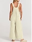 cheap Casual Jumpsuits-Women's Normal Overall Active Solid Color Sleeveless Round Neck Buttons Pocket Vacation Daily Regular Fit Yellow Wine Apricot Summer