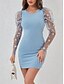 tanie mini czarna sukienka-Damskie Sukienka mini Czarna sukienka Bodycon Elegancja Elegancki Seksowny Bufka Urlop Impreza Codzienny Regularny Jednokolorowe Długi rękaw Półgolf Czarny Biały Niebieski Lato Wiosna Jesień