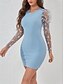 tanie mini czarna sukienka-Damskie Sukienka mini Czarna sukienka Bodycon Elegancja Elegancki Seksowny Bufka Urlop Impreza Codzienny Regularny Jednokolorowe Długi rękaw Półgolf Czarny Biały Niebieski Lato Wiosna Jesień