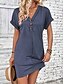 voordelige Casual zwarte jurk-Dames Mini-jurk Zwarte jurk Gebreide jurk Casual jurk Basic Casual Vakantie Dagelijks Normale pasvorm Effen Korte mouw V-hals Grijs-Groen Zwart Blozend Roze Wijn Zomer Lente