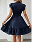abordables Vestido Sencillo-Mujer Mini vestido Vestido de Camisa Vestido informal Vestido de una línea Elegante Casual Vacaciones Diario Ajuste regular A Lunares Manga Corta Escote en Pico Magenta Rosa Azul Marino Azul Piscina